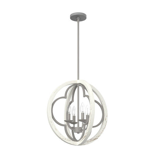 Hunter Gablecrest 4 -Light Concrete with Rustic White Rustic Geometric Medium Hanging Pendant light