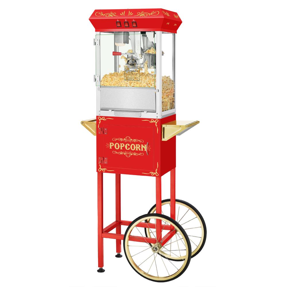 Superior Popcorn Company 48-Cup Red Oil Freestanding Popcorn machine cart