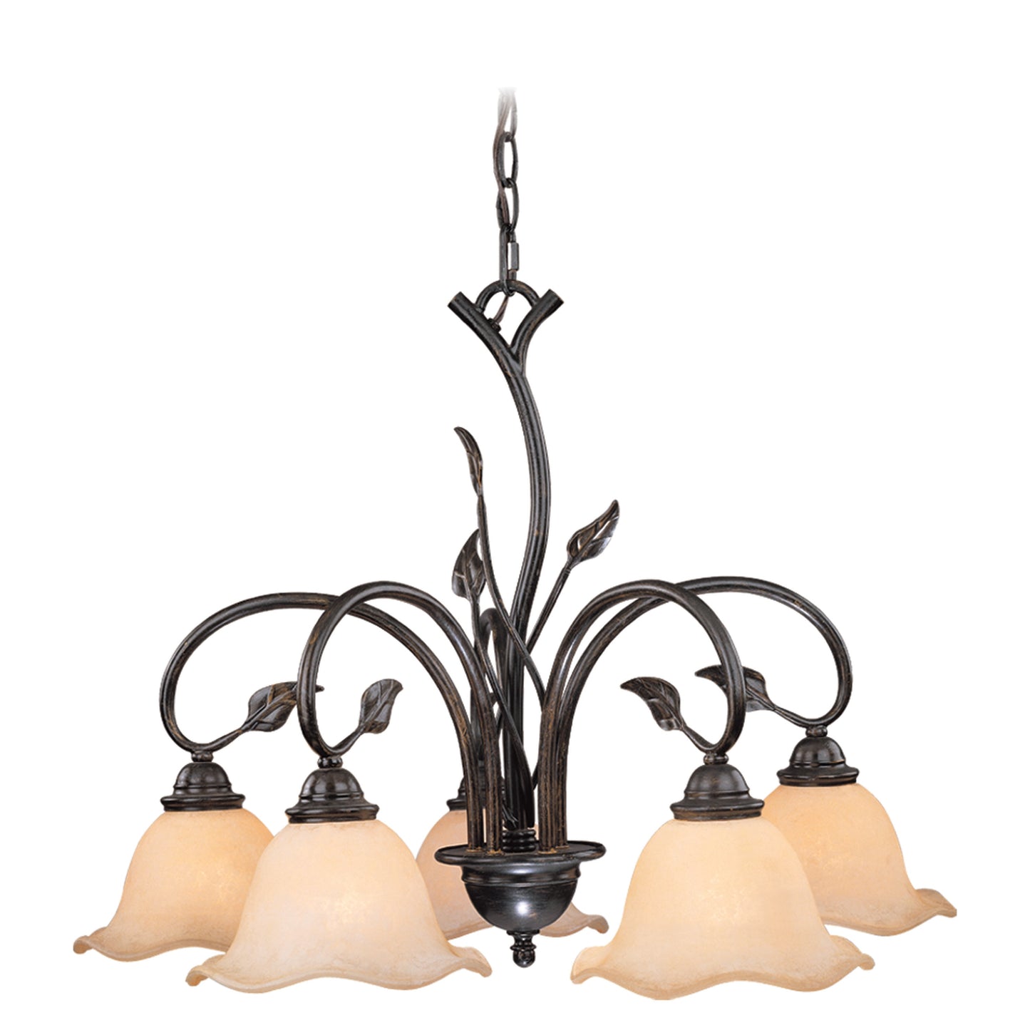 Cascadia Vine 5 -Light Oil-rubbed Brown Indoor Tinted glass Glass Metal Chandelier