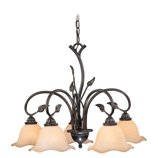 Cascadia Vine 5 -Light Oil-rubbed Brown Indoor Tinted glass Glass Metal Chandelier