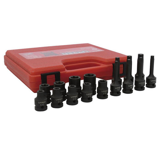 URREA 16-Piece Standard (SAE) 1/2-in Drive Set Spline Impact Socket Set 74ET17