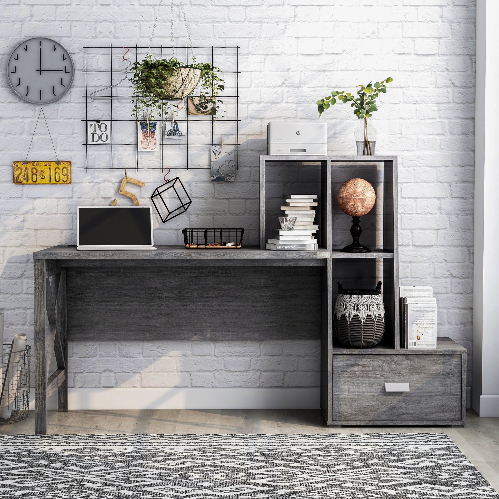 Furniture of America Janlee 47.25-in Gray Modern/Contemporary Computer desk