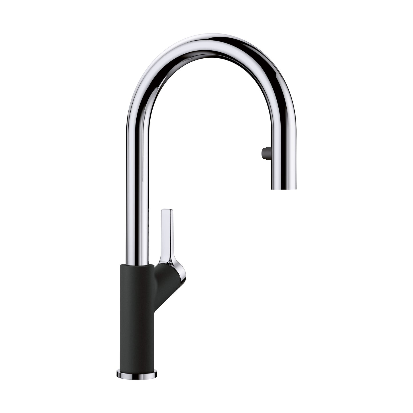 BLANCO Urbena Chrome/Coal Black Single Handle Deck-mount Pull-down Kitchen Faucet with Sprayer