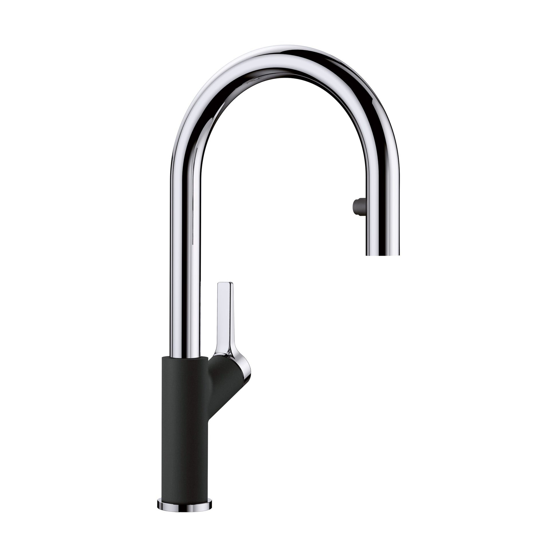 BLANCO Urbena Chrome/Coal Black Single Handle Deck-mount Pull-down Kitchen Faucet with Sprayer