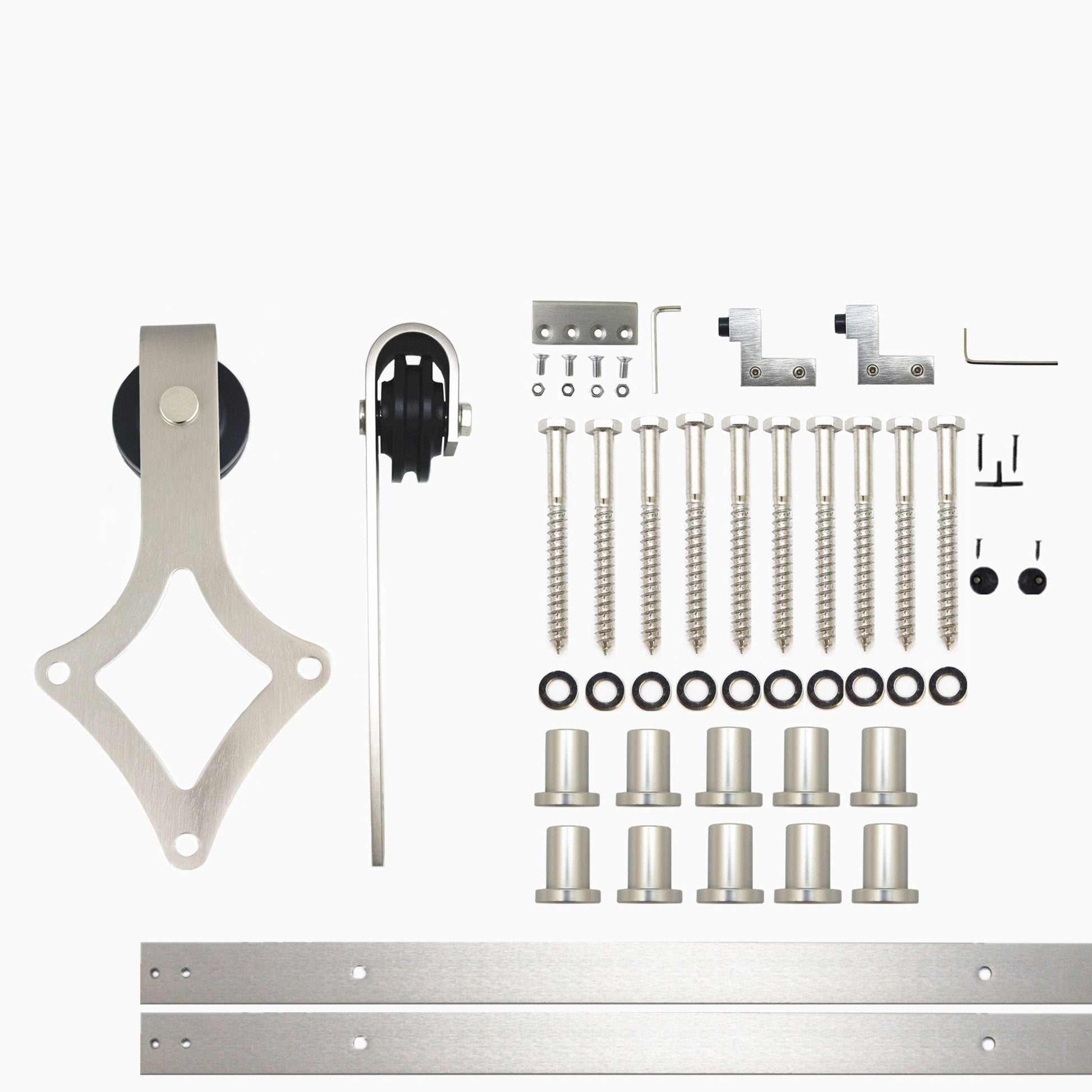 HOMACER 144-in Brushed Nickel Indoor Diamond Single Barn Door Hardware Kit LX1DNZ144C