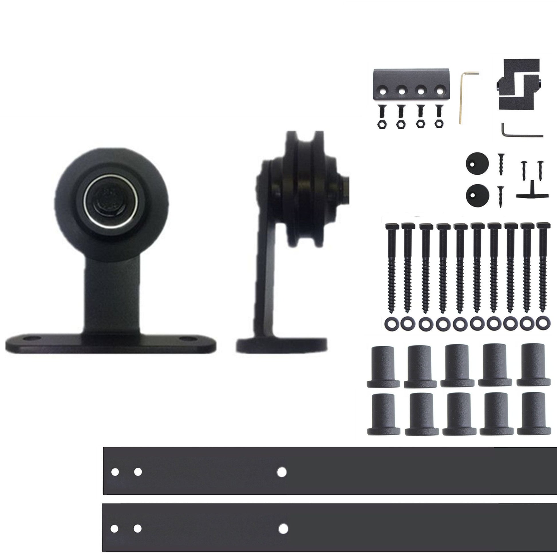 HOMACER 144-in Rustic Black Indoor Top Mount Single Barn Door Hardware Kit DZ1TGH144C