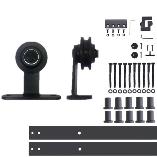 HOMACER 144-in Rustic Black Indoor Top Mount Single Barn Door Hardware Kit DZ1TGH144C
