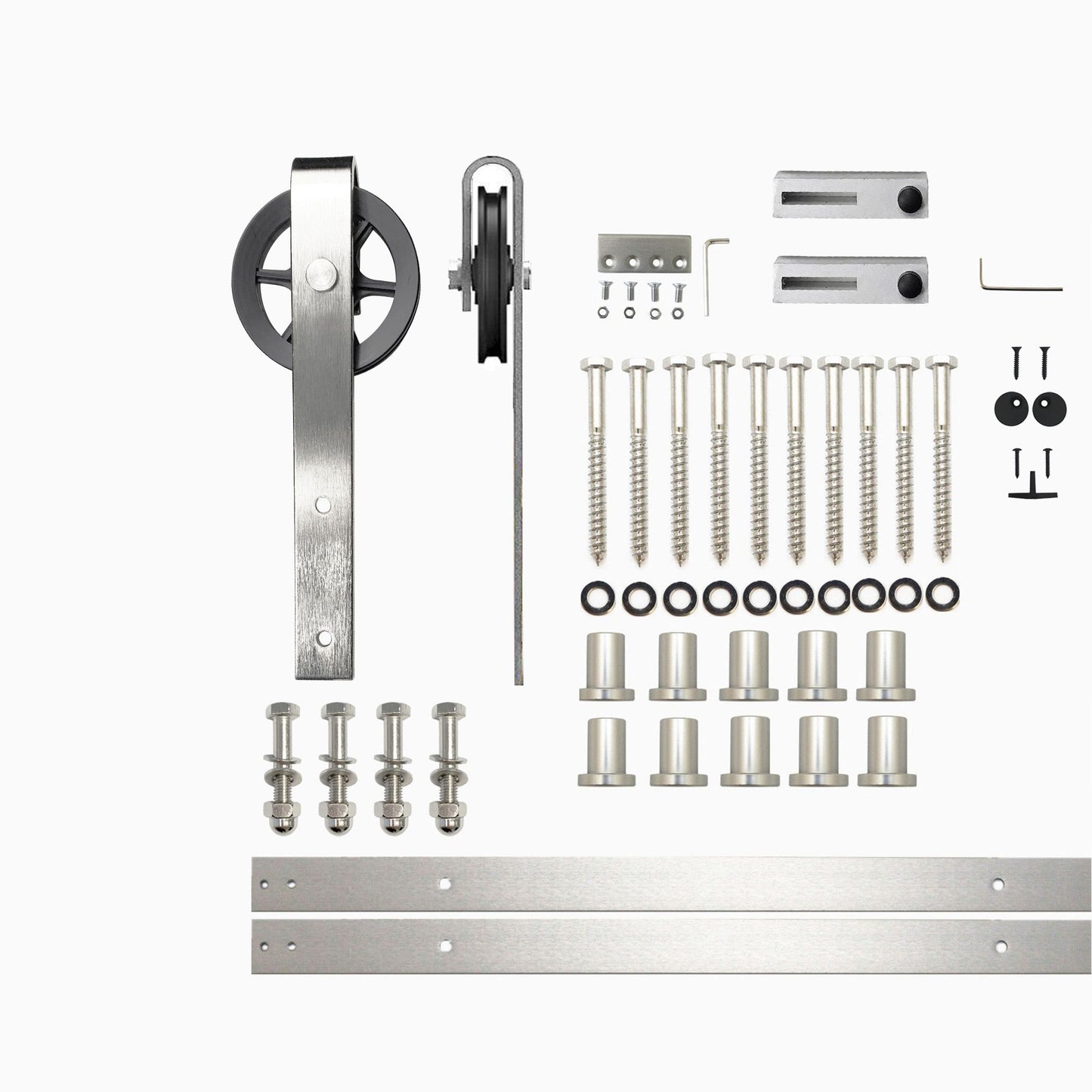 HOMACER 144-in Brushed Nickel Indoor Spoke Wheel Single Barn Door Hardware Kit HL1DNZ144C