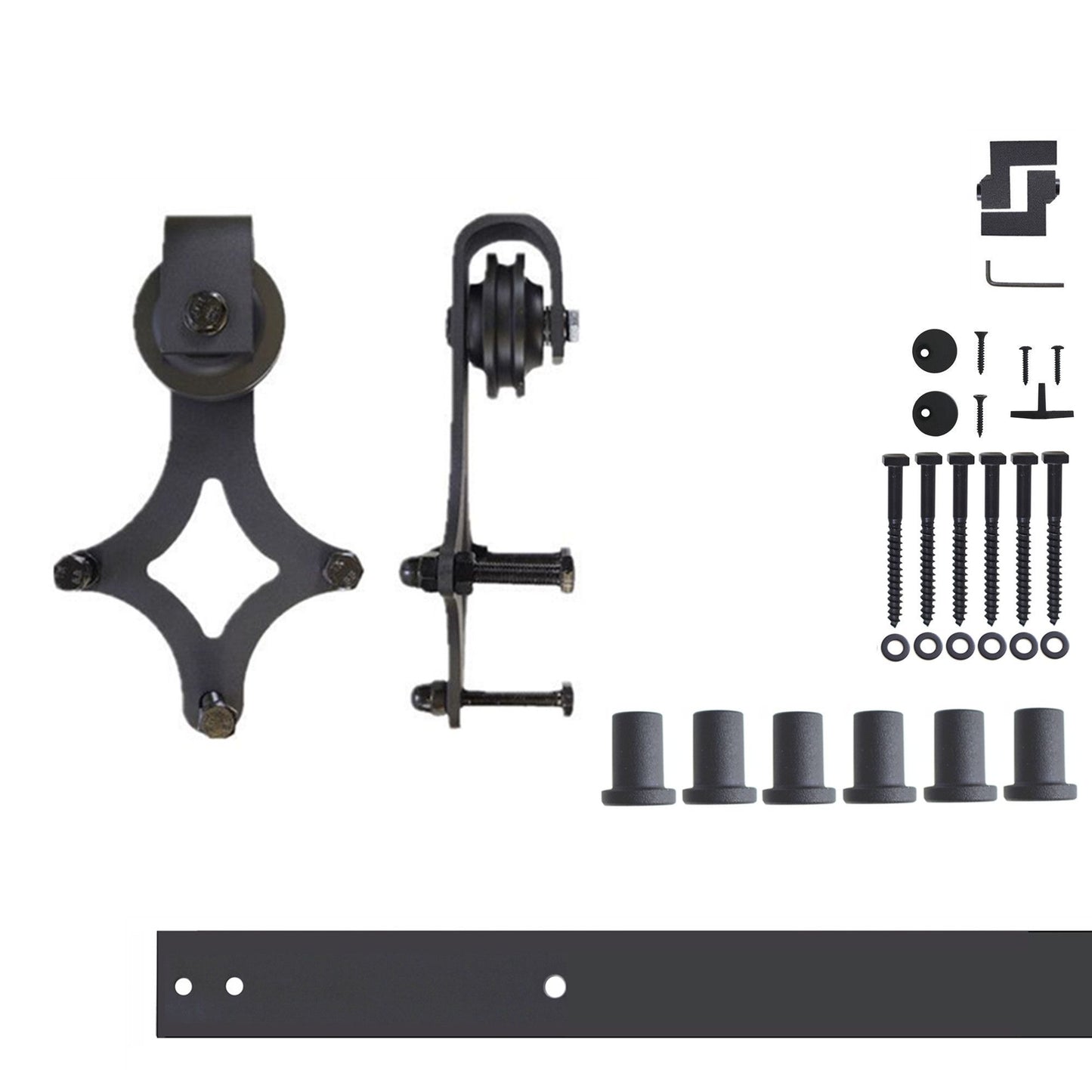 HOMACER 90-in Rustic Black Indoor Diamond Single Barn Door Hardware Kit LX1TGH090C