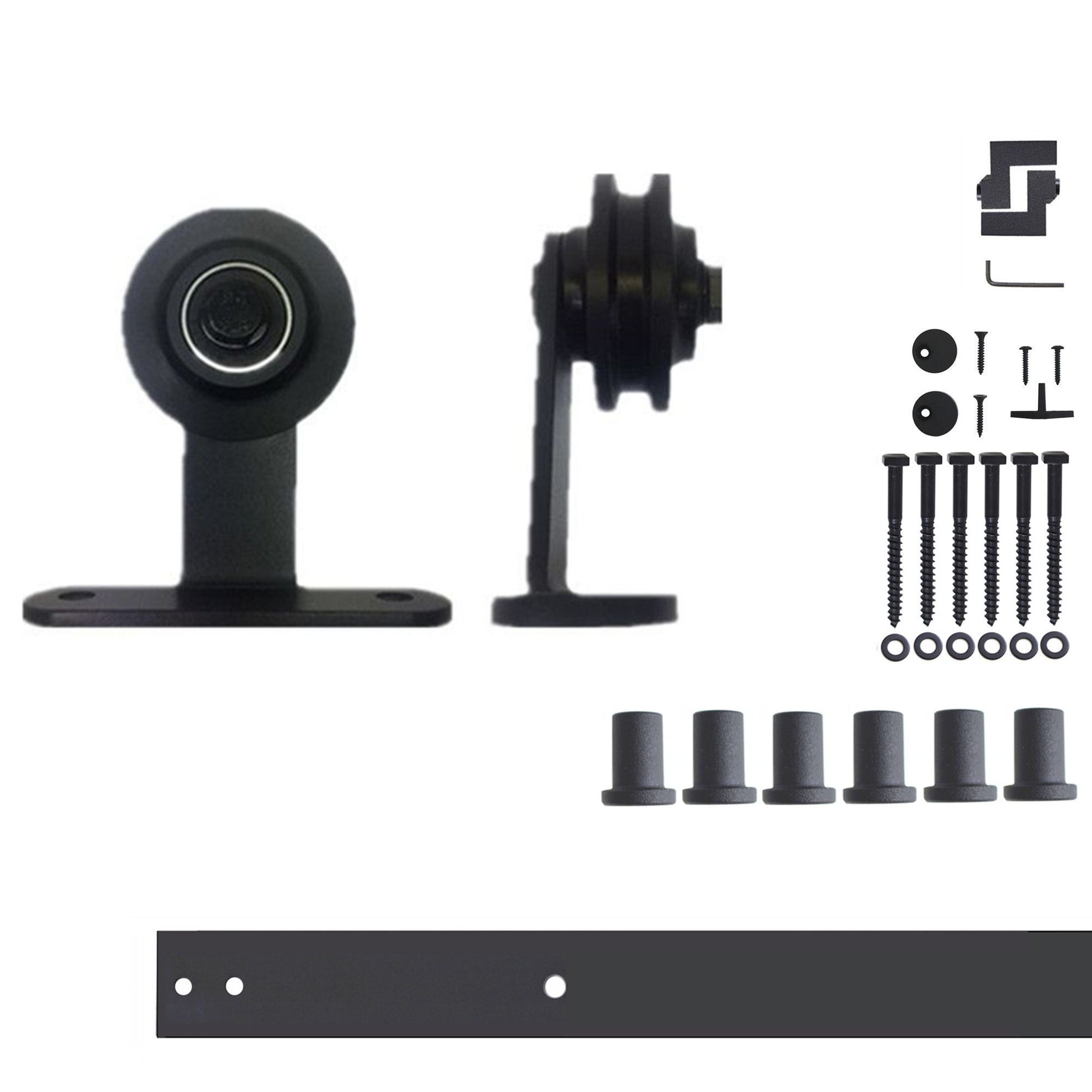 HOMACER 96-in Rustic Black Indoor Top Mount Single Barn Door Hardware Kit DZ1TGH096C