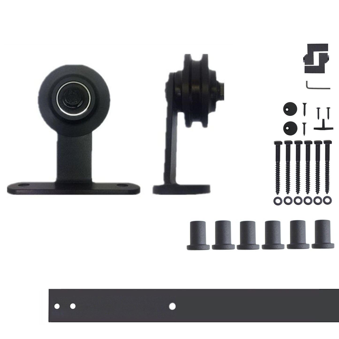 HOMACER 90-in Rustic Black Indoor Top Mount Single Barn Door Hardware Kit DZ1TGH090C