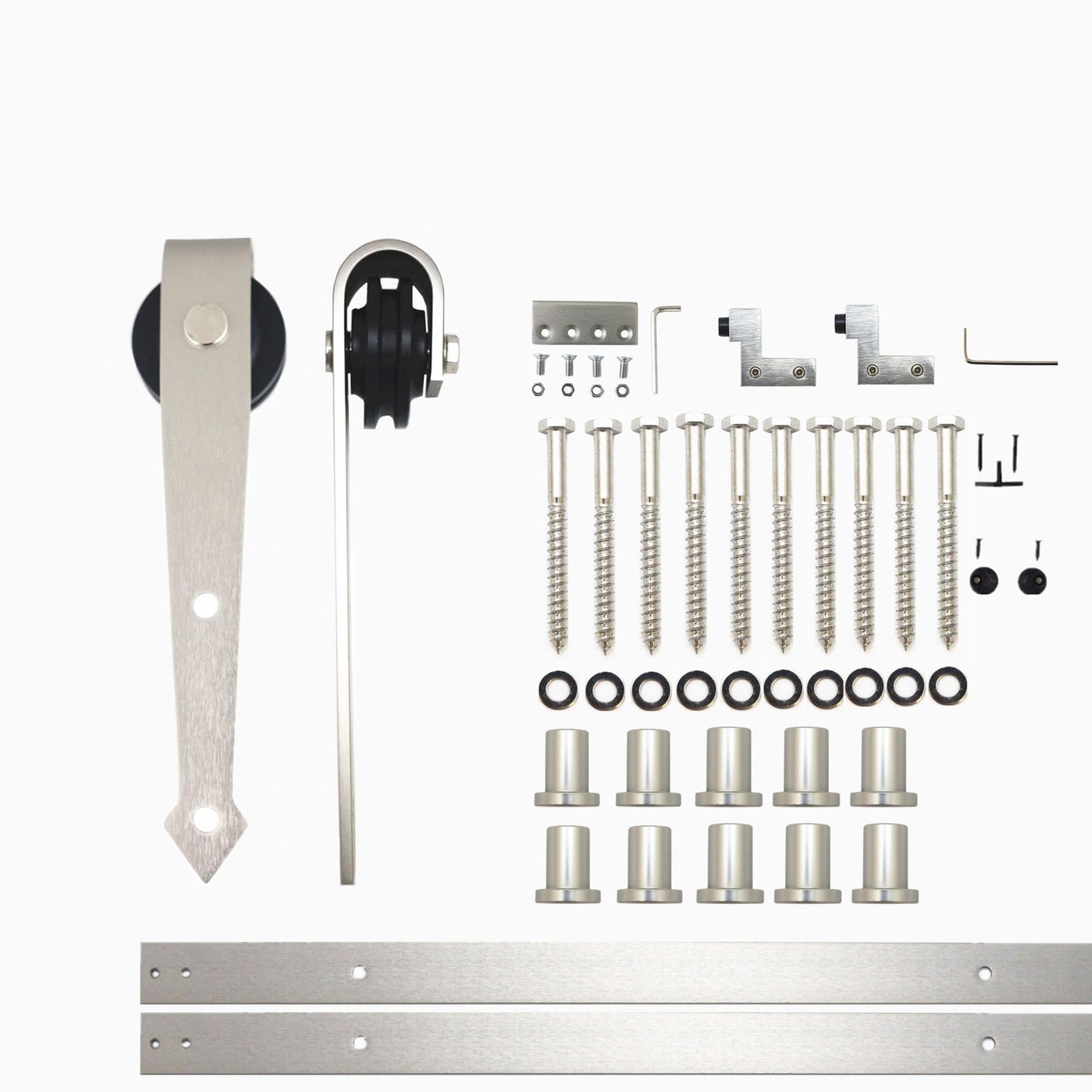 HOMACER 156-in Brushed Nickel Indoor Arrow Single Barn Door Hardware Kit JT1DNZ156C