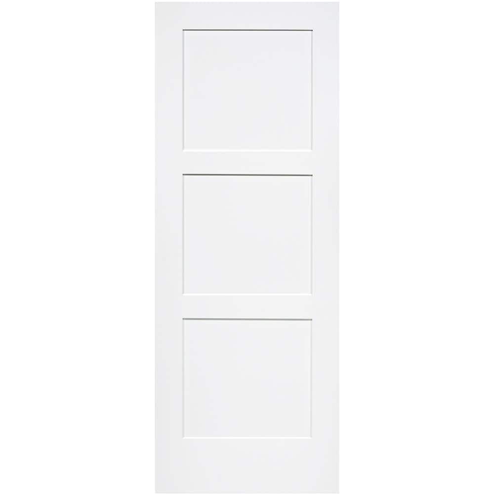 Kimberly Bay MILLWORK Slab Doors 32-in x 80-in White 3-panel Smooth Solid core Primed Pine Wood Slab Door