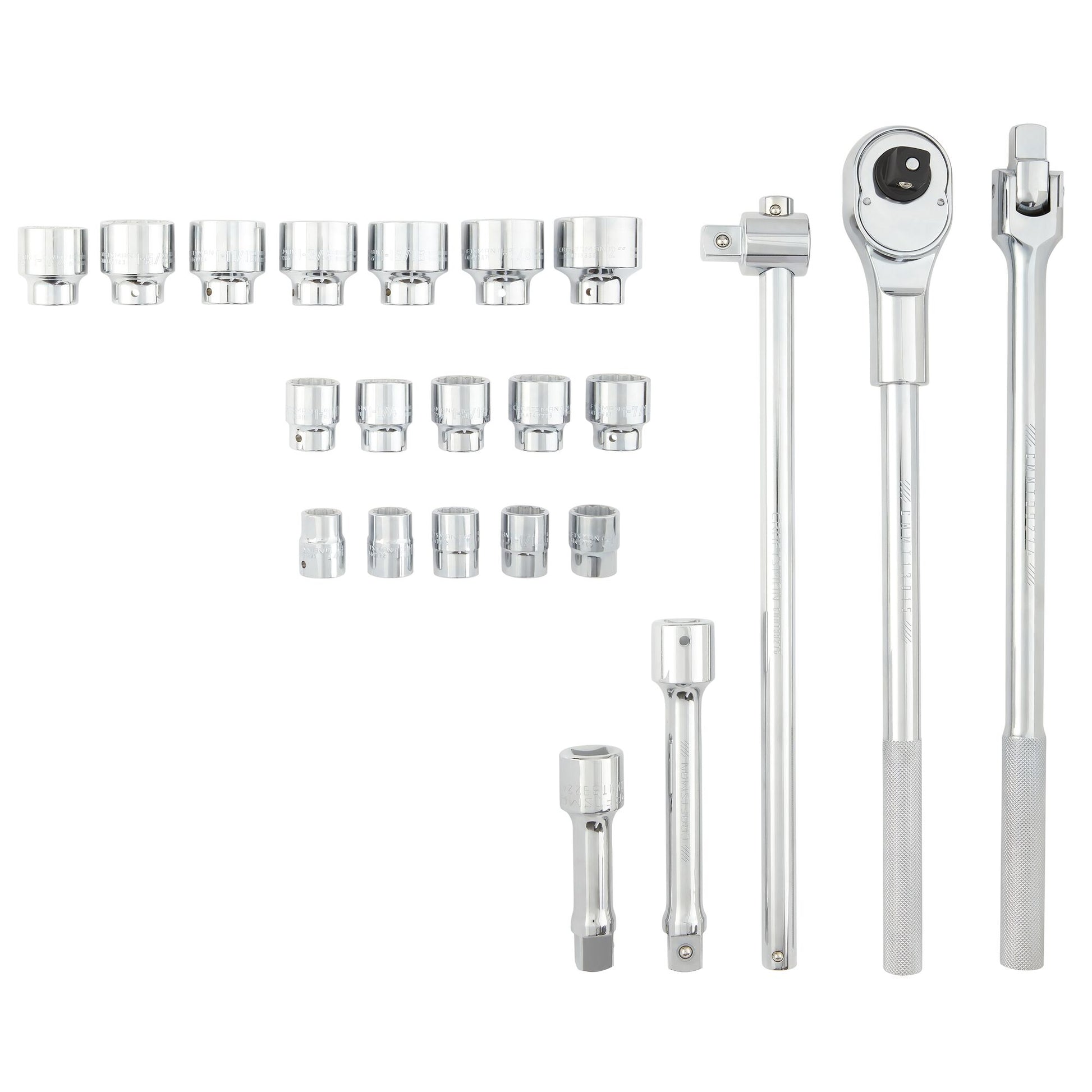 CRAFTSMAN 22-Piece Standard (SAE) and Metric Polished Chrome Mechanics Tool Set CMMT17904