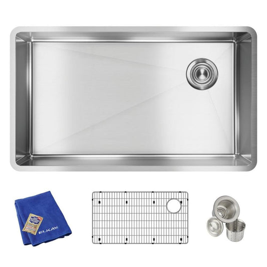 Elkay Crosstown Undermount 31.5-in x 18.5-in Stainless steel Single bowl 18 -Gauge Kitchen Sink