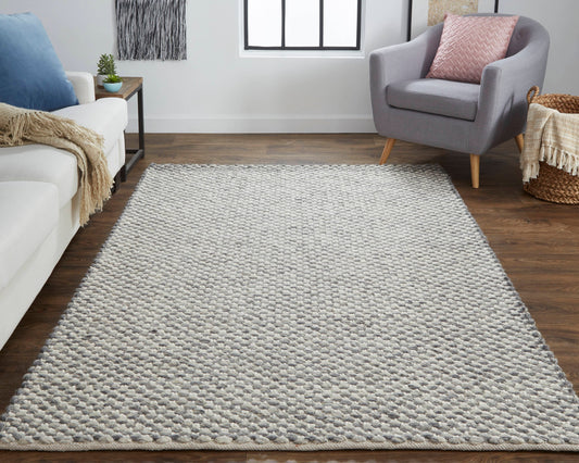 Room Envy Genet 5 x 8 (ft) Loomed Wool Charcoal Gray/Ivory Rectangular Indoor Stripe Moroccan Professionally Clean Only Area rug