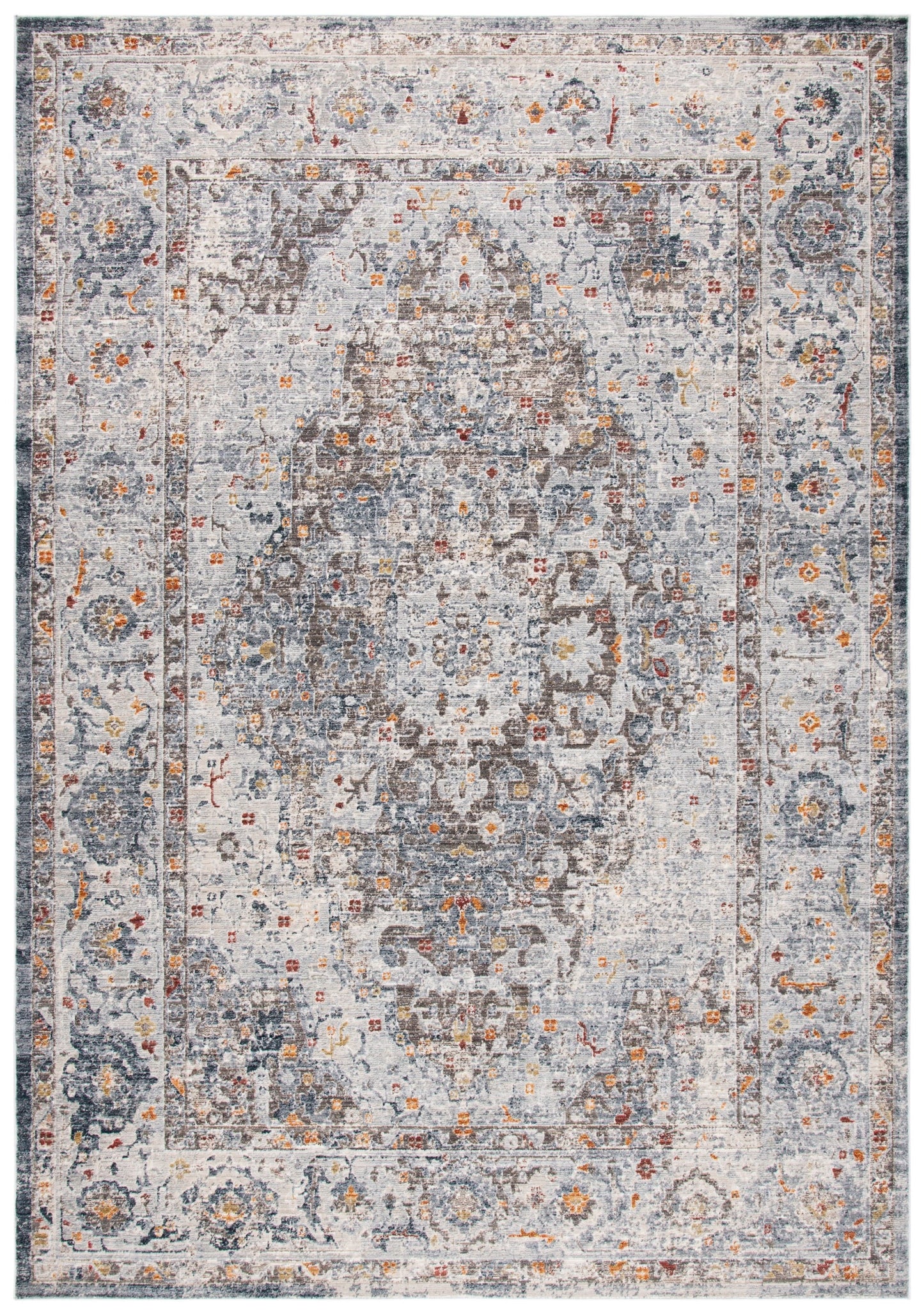 Safavieh HISTORY Ostia 9 x 12 (ft) Loomed Polyester Gray/Light Gray Rectangular Indoor Floral/Botanical Bohemian/Eclectic Spot Clean Only Area rug