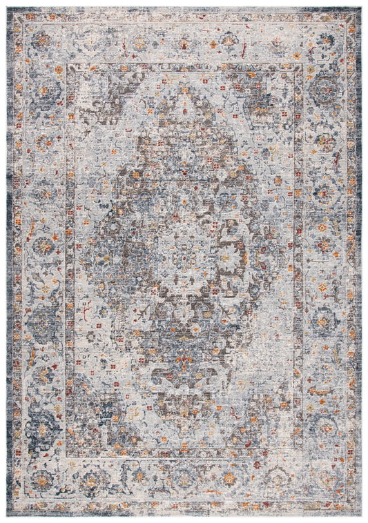 Safavieh HISTORY Ostia 9 x 12 (ft) Loomed Polyester Gray/Light Gray Rectangular Indoor Floral/Botanical Bohemian/Eclectic Spot Clean Only Area rug