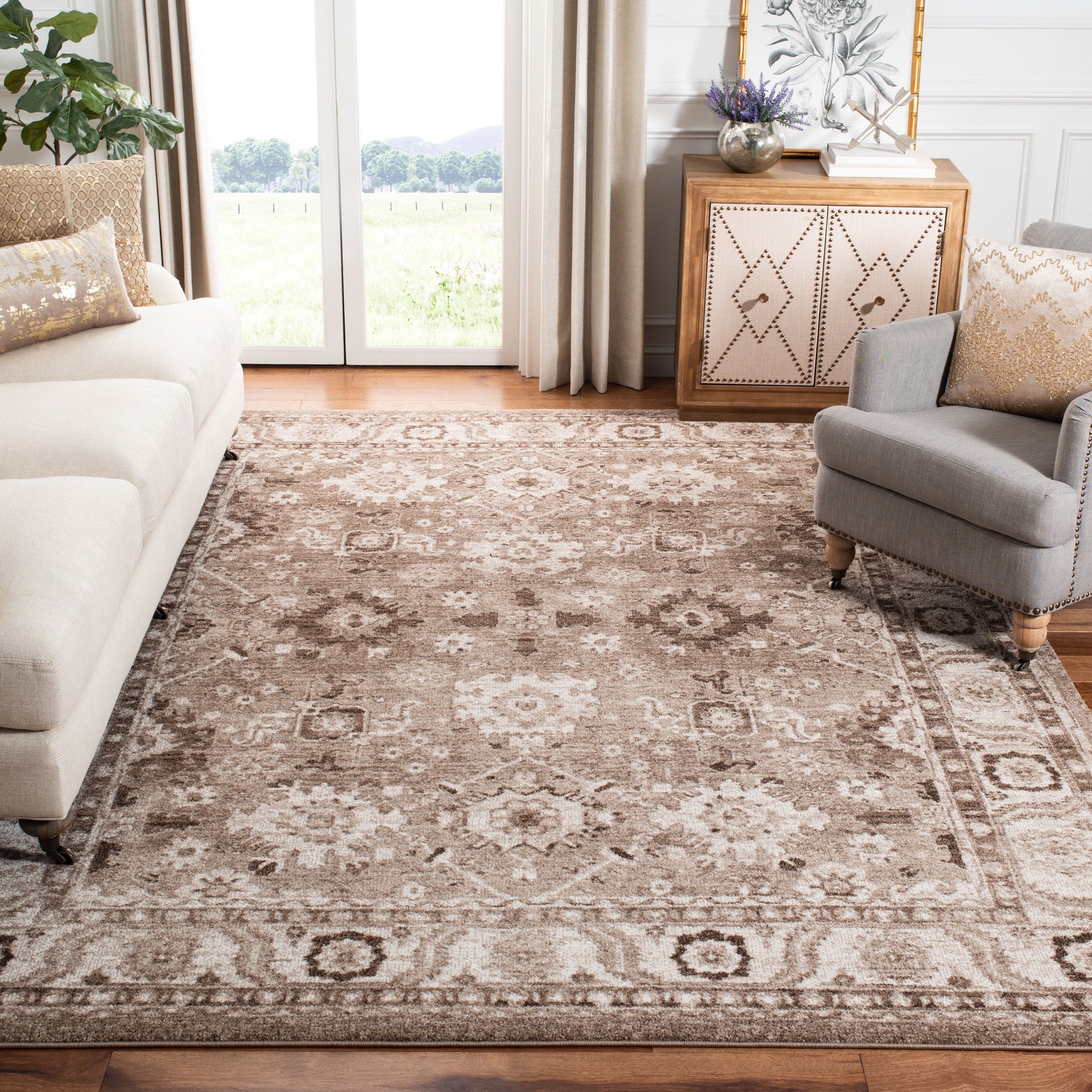 Safavieh Vintage Hamadan Baktiar 11 x 15 (ft) Loomed Polypropylene Taupe Rectangular Indoor Floral/Botanical Global Spot Clean Only Area rug