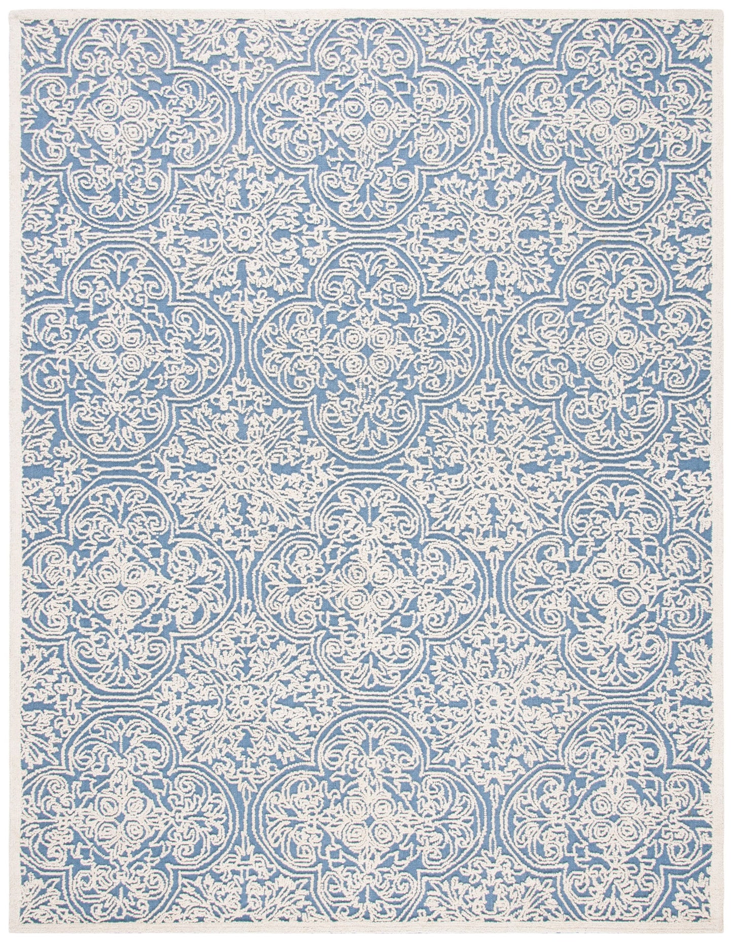 Safavieh Trace Megane 8 x 10 (ft) Tufted Wool Blue/Ivory Rectangular Indoor Floral/Botanical Bohemian/Eclectic Spot Clean Only Area rug