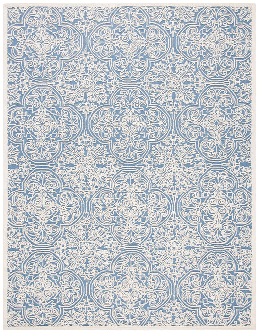 Safavieh Trace Megane 8 x 10 (ft) Tufted Wool Blue/Ivory Rectangular Indoor Floral/Botanical Bohemian/Eclectic Spot Clean Only Area rug