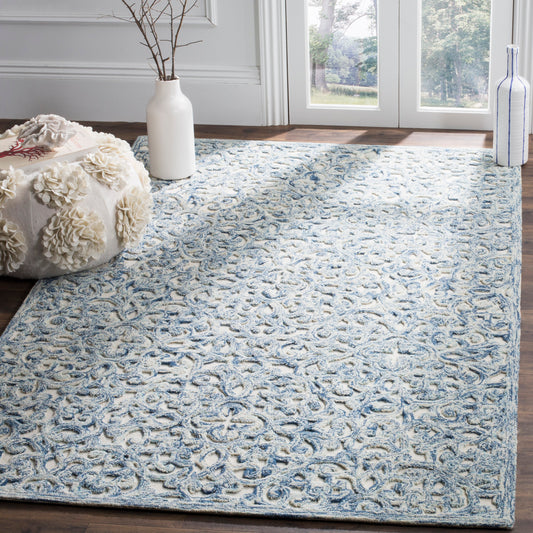 Safavieh Trace 6 x 9 (ft) Tufted Wool Blue/Ivory Rectangular Indoor Mid-Century Modern Professionally Clean Only Area rug