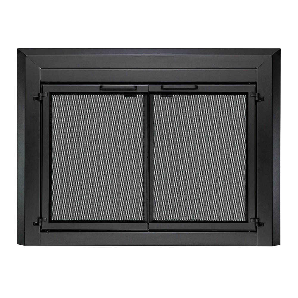 allen + roth Chester Black 30-in to 37-in W x 25-1/2-in to 32-1/2-in H (Medium) Cabinet-style Fireplace Doors with Tempered Smoke Glass