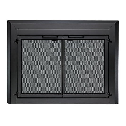 allen + roth Chester Black 30-in to 37-in W x 25-1/2-in to 32-1/2-in H (Medium) Cabinet-style Fireplace Doors with Tempered Smoke Glass