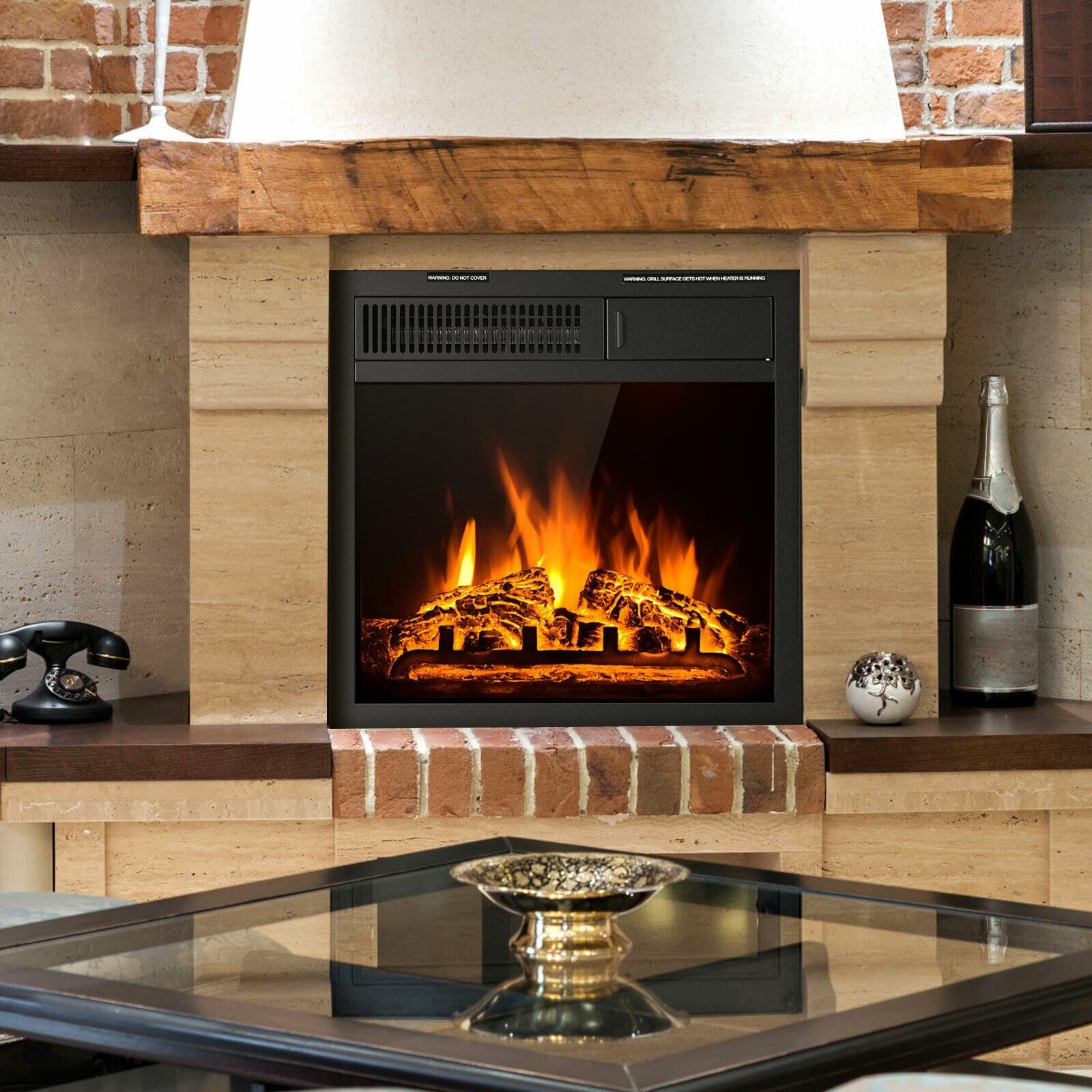 Clihome 19.5-in W Black Free standing Fan-forced Electric Fireplace with Remote Control Included