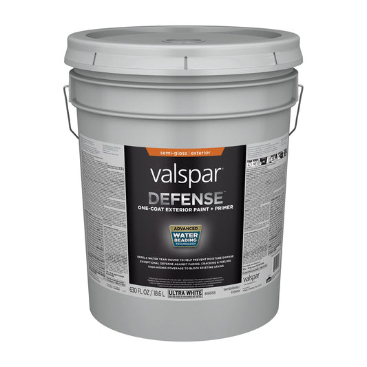 Valspar Semi-gloss Ultra White Tintable Latex Exterior Paint + Primer ( 5-gallon )