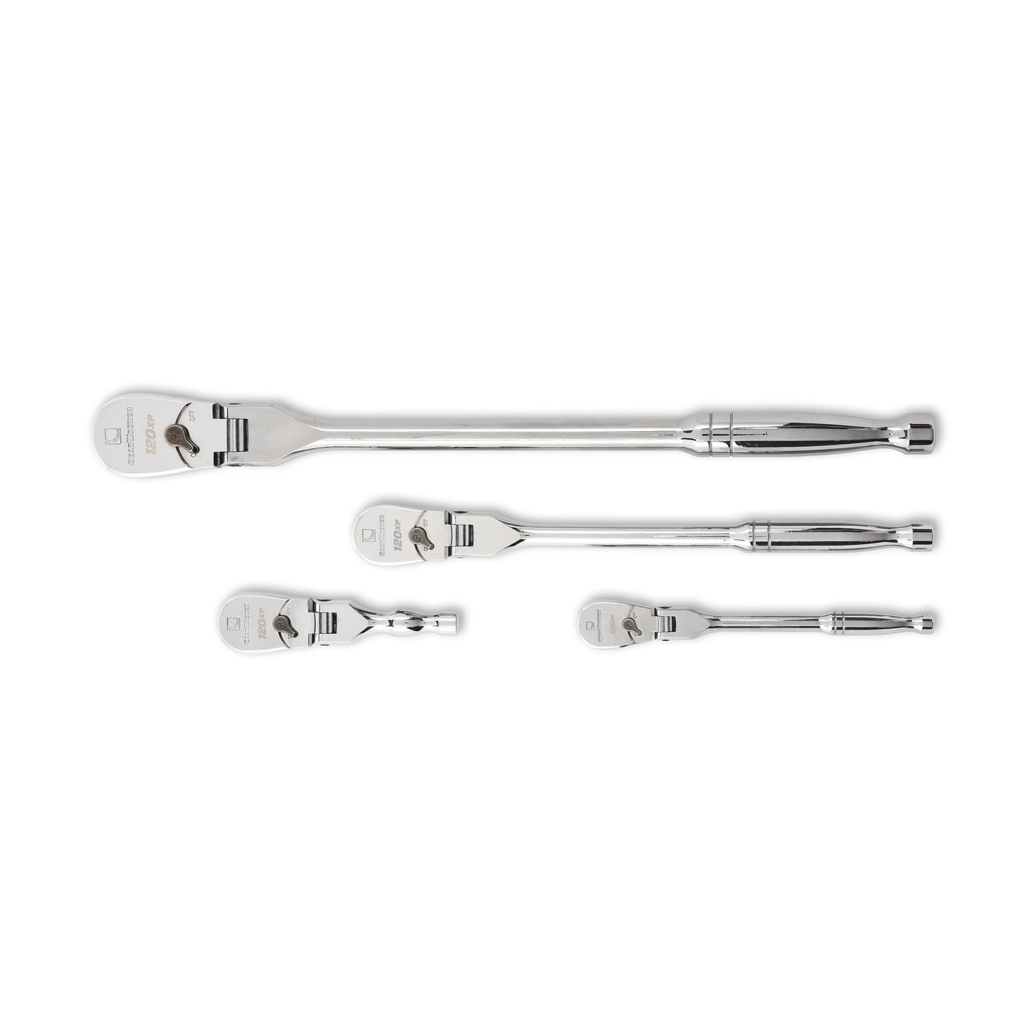 GEARWRENCH 4-Piece 84-Tooth 1/2-in; 3/8-in; 1/4-in Drive Full Polish Handle Flexible Head Ratchet Set 81230P