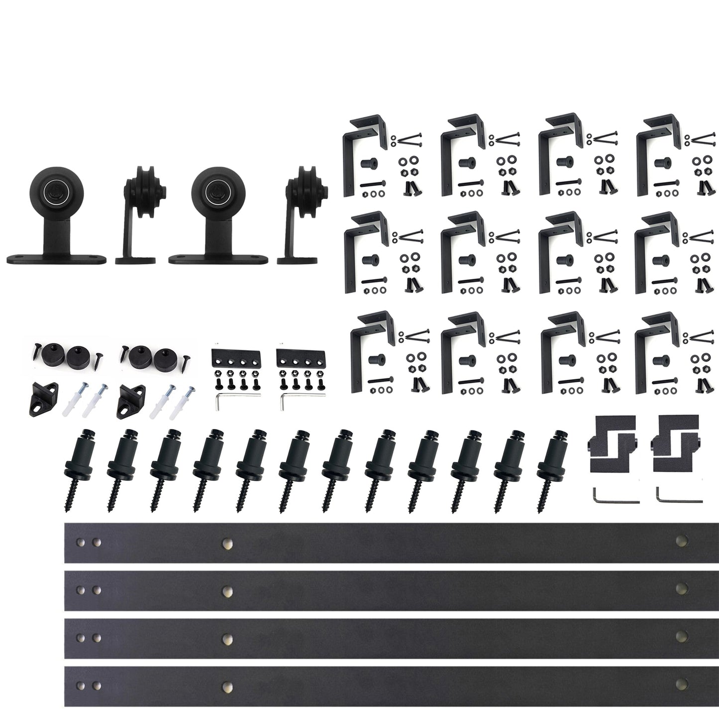 HOMACER 180-in Rustic black Black Indoor Top mount Double bypass Barn door hardware kit