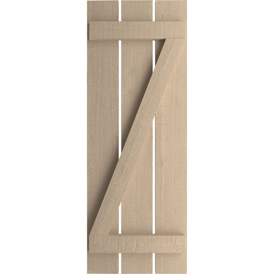 Ekena Millwork 17.5-in W x 80-in H Rough Cedar Paintable/Stainable Board and batten Spaced with z-bar Exterior Shutters ( 2 -Pack )