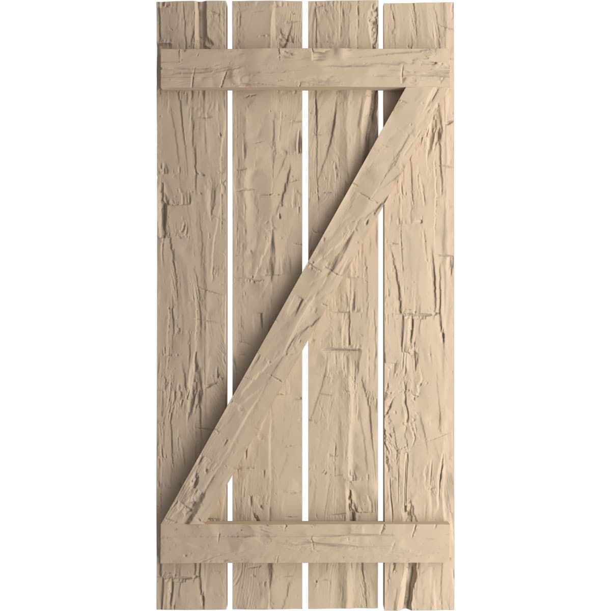 Ekena Millwork 23.5-in W x 50-in H Hand Hewn Paintable/Stainable Board and batten Spaced with z-bar Exterior Shutters ( 2 -Pack )