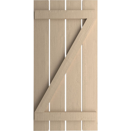 Ekena Millwork 23.5-in W x 74-in H Rough Cedar Paintable/Stainable Board and batten Spaced with z-bar Exterior Shutters ( 2 -Pack )