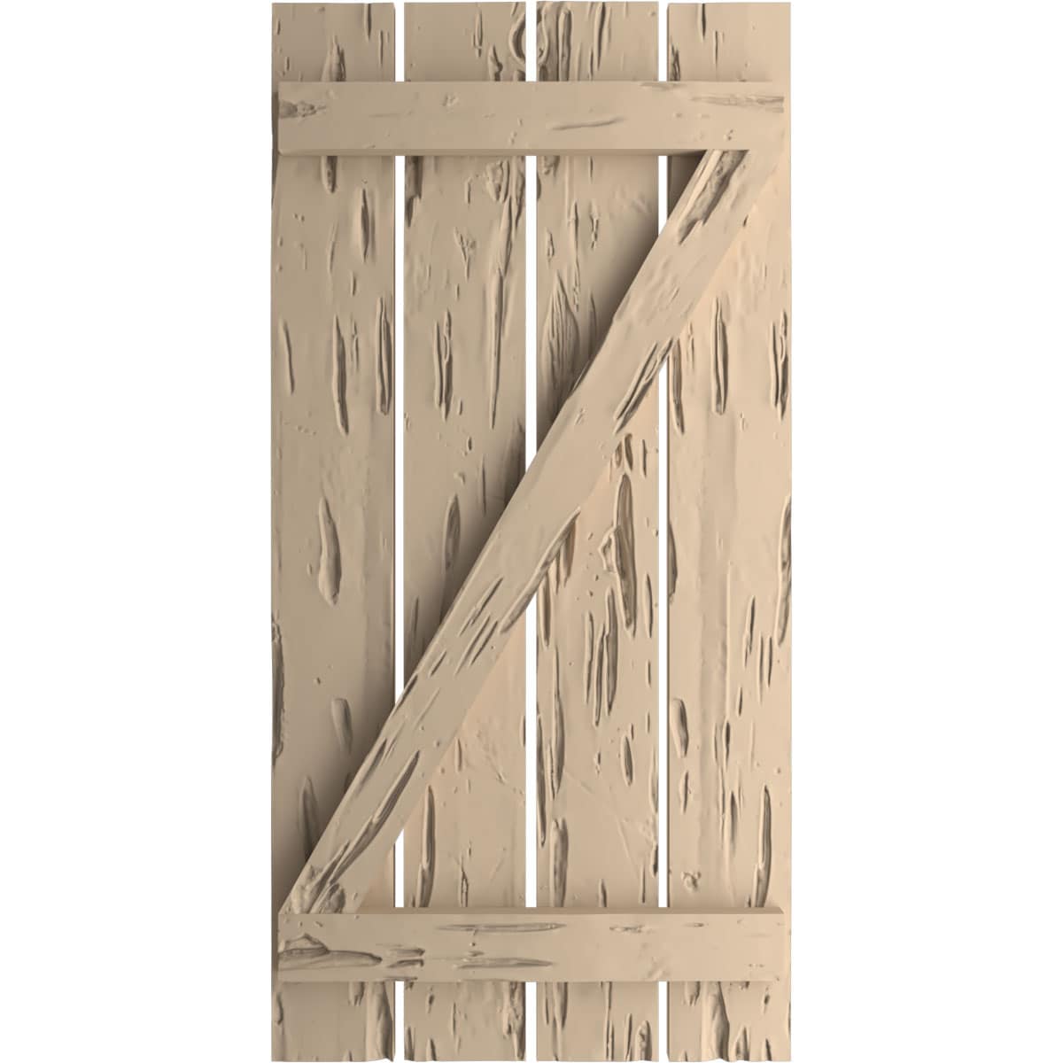 Ekena Millwork 23.5-in W x 62-in H Pecky Cypress Paintable/Stainable Board and batten Spaced with z-bar Exterior Shutters ( 2 -Pack )