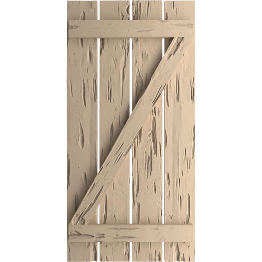 Ekena Millwork 23.5-in W x 62-in H Pecky Cypress Paintable/Stainable Board and batten Spaced with z-bar Exterior Shutters ( 2 -Pack )