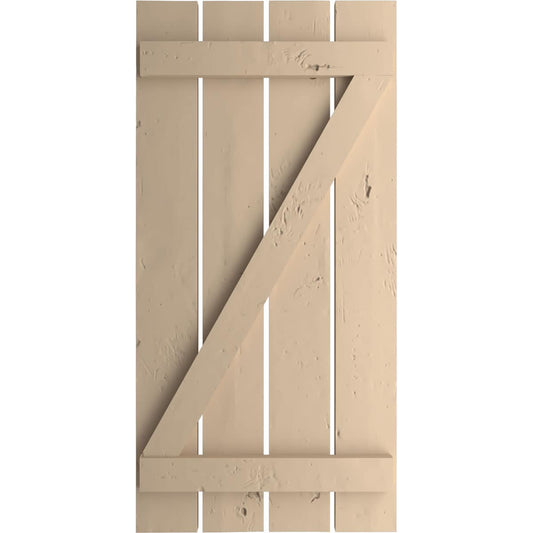 Ekena Millwork 23.5-in W x 88-in H Knotty Pine Paintable/Stainable Board and batten Spaced with z-bar Exterior Shutters ( 2 -Pack )