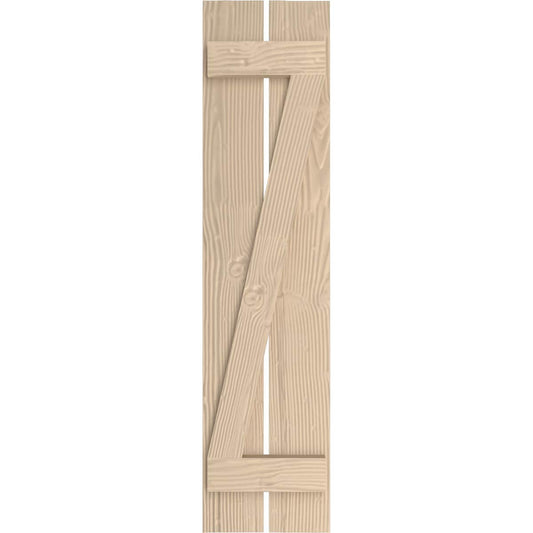 Ekena Millwork 11.5-in W x 62-in H Sandblasted Paintable/Stainable Board and batten Spaced with z-bar Exterior Shutters ( 2 -Pack )
