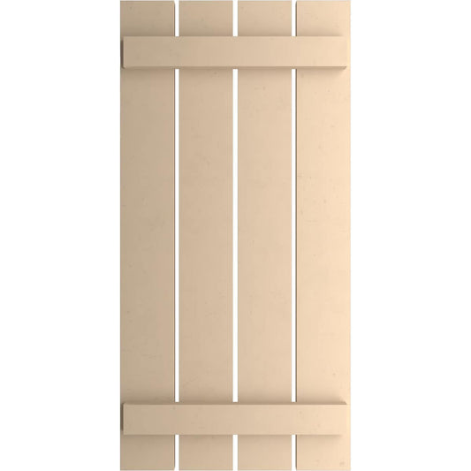 Ekena Millwork 23.5-in W x 50-in H Primed Tan Paintable/Stainable Board and batten Spaced Exterior Shutters ( 2 -Pack )