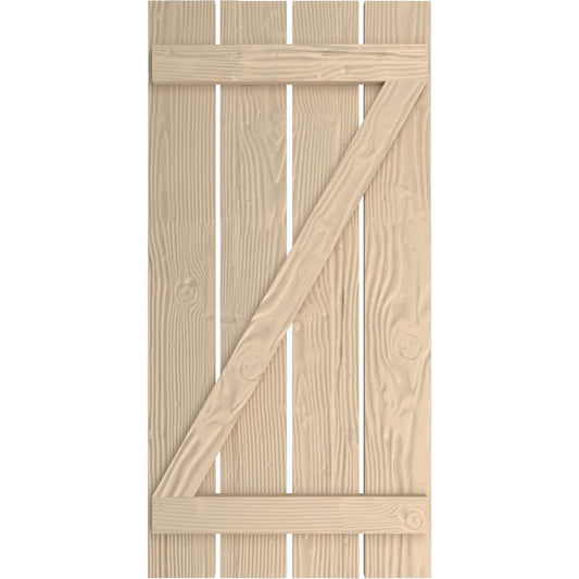 Ekena Millwork 23.5-in W x 68-in H Sandblasted Paintable/Stainable Board and batten Spaced with z-bar Exterior Shutters ( 2 -Pack )