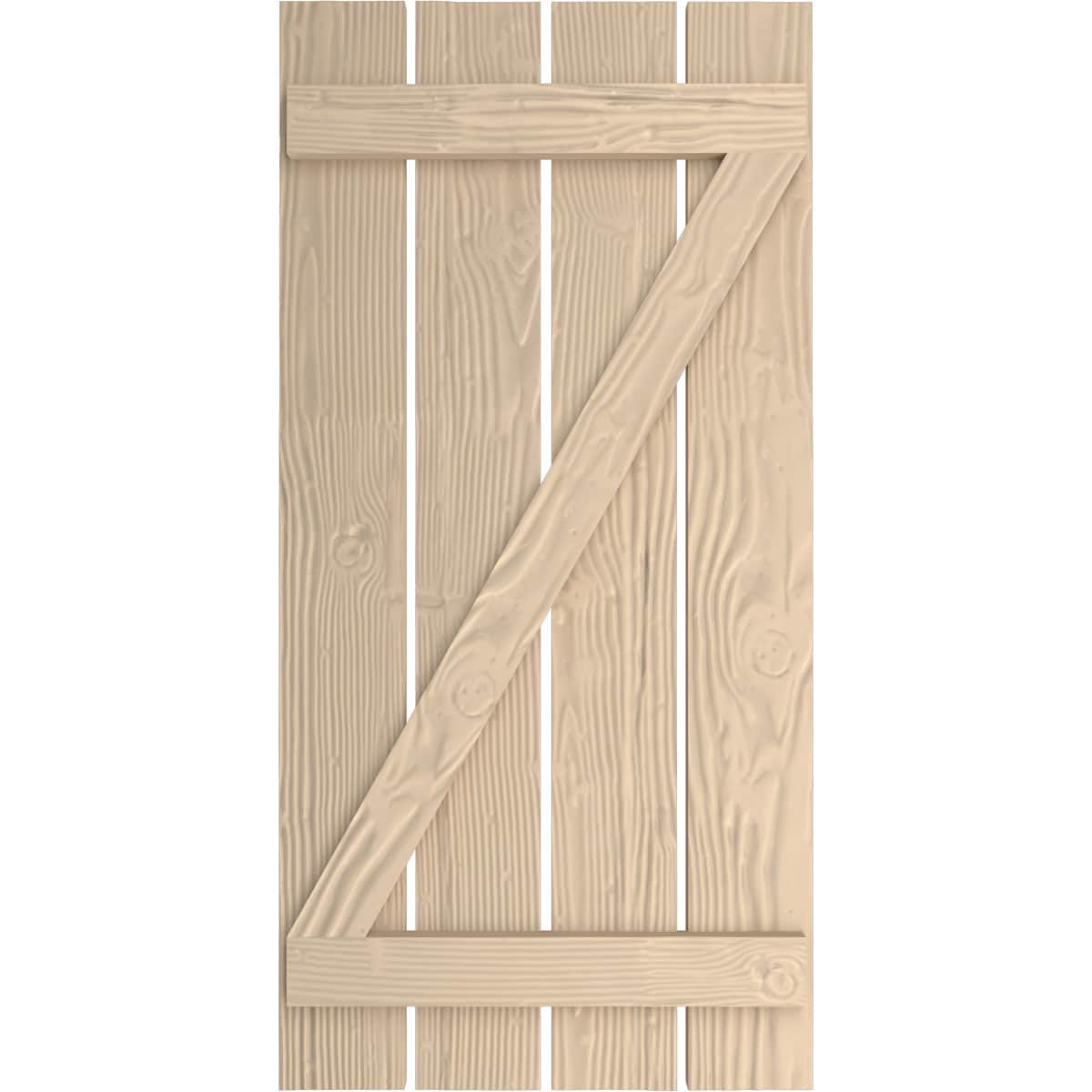 Ekena Millwork 23.5-in W x 46-in H Sandblasted Paintable/Stainable Board and batten Spaced with z-bar Exterior Shutters ( 2 -Pack )