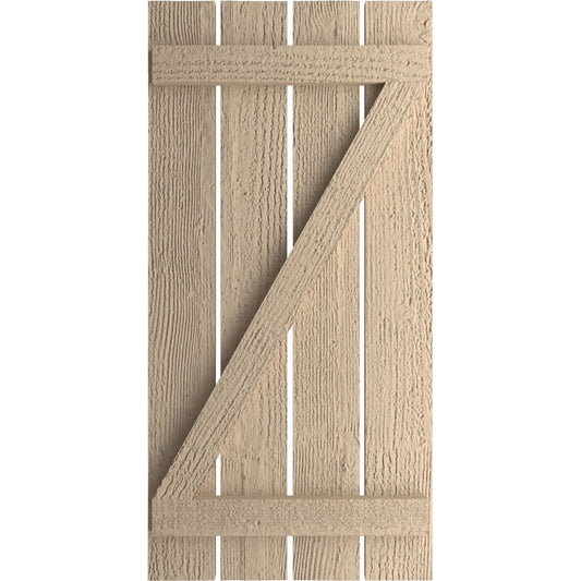 Ekena Millwork 23.5-in W x 54-in H Rough Sawn Paintable/Stainable Board and batten Spaced with z-bar Exterior Shutters ( 2 -Pack )