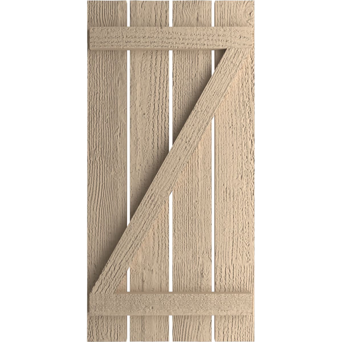 Ekena Millwork 23.5-in W x 60-in H Rough Sawn Paintable/Stainable Board and batten Spaced with z-bar Exterior Shutters ( 2 -Pack )