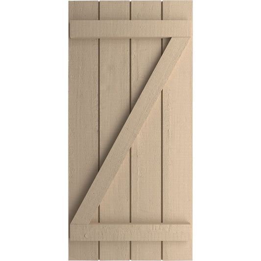 Ekena Millwork 22-in W x 86-in H Rough Cedar Paintable/Stainable Board and batten Z-bar Exterior Shutters ( 2 -Pack )
