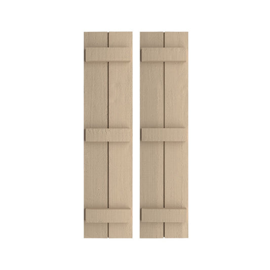 Ekena Millwork 11-in W x 88-in H Rough Cedar Paintable/Stainable Board and batten Exterior Shutters ( 2 -Pack )