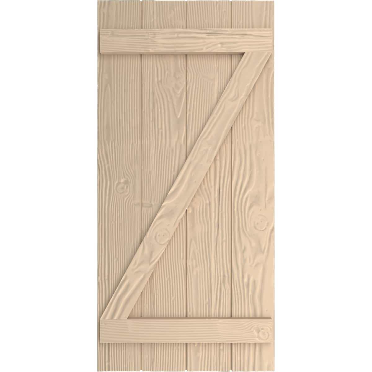 Ekena Millwork 22-in W x 58-in H Sandblasted Paintable/Stainable Board and batten Z-bar Exterior Shutters ( 2 -Pack )