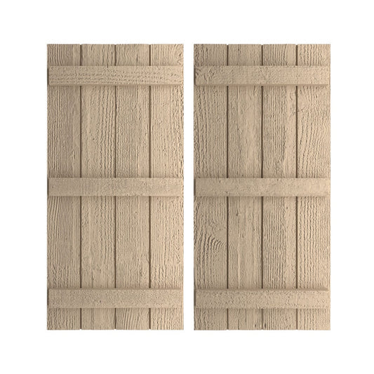 Ekena Millwork 22-in W x 84-in H Rough Sawn Paintable/Stainable Board and batten Exterior Shutters ( 2 -Pack )