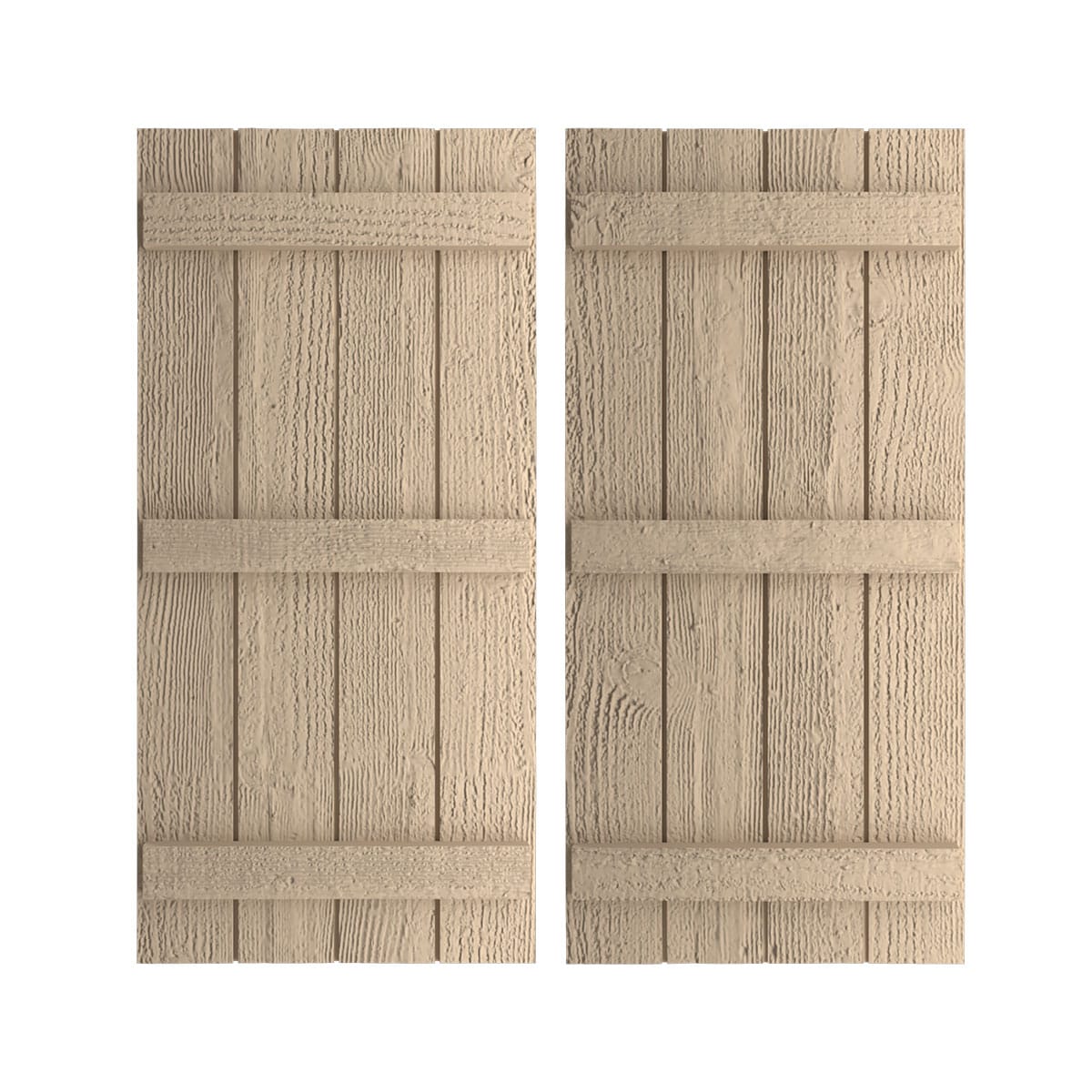 Ekena Millwork 22-in W x 58-in H Rough Sawn Paintable/Stainable Board and batten Exterior Shutters ( 2 -Pack )
