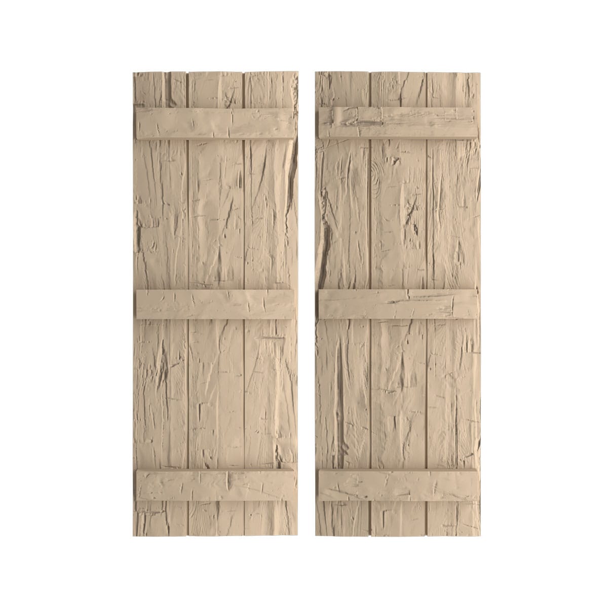Ekena Millwork 16.5-in W x 68-in H Hand Hewn Paintable/Stainable Board and batten Exterior Shutters ( 2 -Pack )